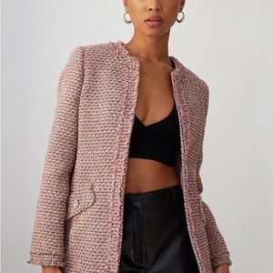 Aritzia Babaton pink rainbow times tweed blazer in Medium